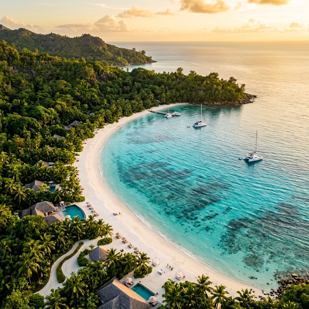 Playa paradisíaca de la República Dominicana al atardecer